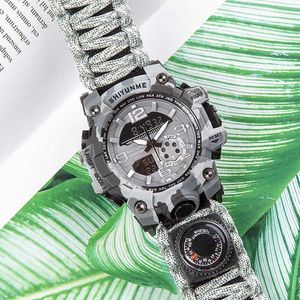 Shiyunme męska kamuflaż wojskowy Watch Wodoodporny Compass Chronograph Luminous Electronic Outdoor Surve Sports Watch Mężczyźni G1022