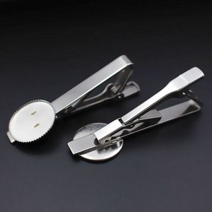 Clipe de Aço Inoxidável Pins Clasps Metal Homens Tie Bar 16 18 20mm Círculo Bezel Cabochão Conclusões de Base DIY Acessórios