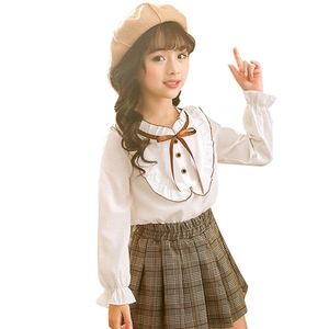 어린이 옷 블라우스 + 체크 무늬 드레스 소녀 의상 캐주얼 스타일 어린이 의류 211025