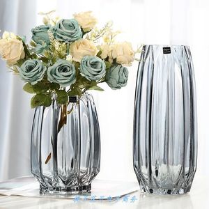 Vase Nordic Glass Large Vases Bottle Transparent Home Decor Hydroponic Terrarium Room Flower Decoration 210409