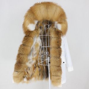 Frauen Pelz Faux 2021 Lange Wasserdichte Parka Natürliche Waschbär Echt Mantel Kapuze Winter Jacke Frauen Oberbekleidung Streetwear Abnehmbare Warme