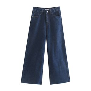 Kvinna jeans höga midja kläder denim kläder navy blå streetwear vintage kvalitet mode hajuku raka byxor 210520