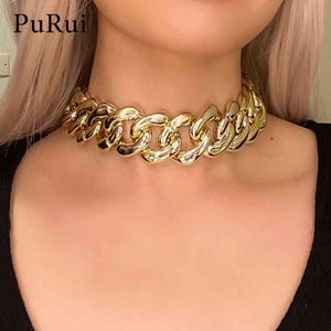 Punk Kubański Choker Naszyjnik Kołnierz Hip Hop Duże Chunky Grube Łańcuchy Neck 2021 Moda CCB Łańcuch Naszyjnik Dla Kobiet Goth Jewellry X0509