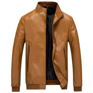 Homens Inverno Jaqueta de Couro Motociclista Motocicleta Zipper Manga Longa Casaco Top Blusas Stand Collar Jaquetas Slim Masculino Bomber Jackets XXL