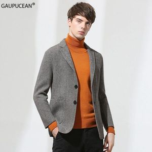 71 Wool Polyester Anti wrinkle Warm High Quality Winter Men Suit Jackets Two Buttons Male Slim Fit Man Woolen Jacket Blazer Men s Suits