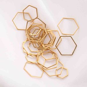 10pcs Polygon Charm Gold Plated Stainless Steel Open Hexagon Bezel Connectors Hollow Resin Frame Mold Diy Earring Jewelry Making