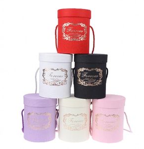 Flower Box Packing Floral Round Hat Boxes Paper Storage Hug Bucket with Lid Bucket with Lid Wedding Candy Gifts Box