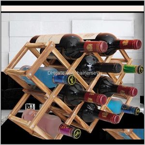 Столковые стойки хранения организации домашнего хозяйства дома доставка сада 2021 Классическая деревянная красная винная стойка Пиво складываемое 10 бутылок