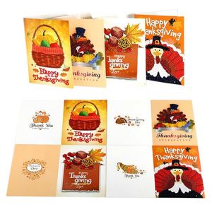 Wholesale thanksgiving kids craft resale online - Greeting Cards Diamond Painting Thanksgiving Paper Postcards Cartoon DIY Craft Kids Gift Greet Mini Turkey