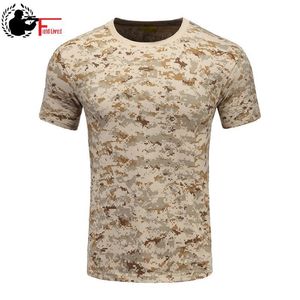 Militär kamouflage kläder andas kamp T-tröja män sommar kortärmad Tshirt Armé Camo soldat Man Tee T Shirt 210518