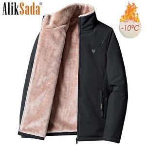 5xl男性冬のカジュアルな古典的な暖かい厚いフリースパーカージャケットコート秋ファッションポケット防風パーキュアプラスサイズ211216