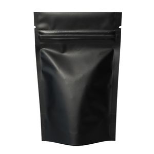 2021 Quality Heat Seal Zip Package Bags Aluminum Foil Mylar Tear Notch Matte Black Stand Up Bag Wholesale