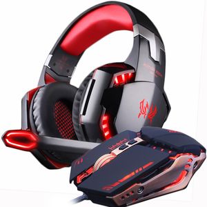 Headset and Gaming Mouse 4000 DPI Adjustable Stereo Earphone Headphones + Gamer Mice LED Light Optical USB Wired