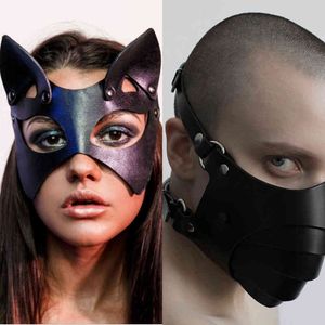 Nxy Sex Adult Toy Bdsm Mask Punk Leather Motorcycle Haze Face Male Dust Windproof Games Bondage Restraints Cosplay Toys for Men Gay 1225