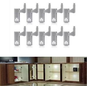 Night Lights 10Pcs Cabinet Hinge LED Sensor Light For Wardrobe Cupboard Home Kitchen Door Closet Cool Warm White