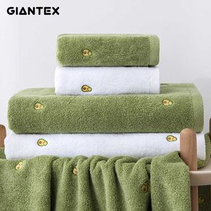 GIANTEX 2pcs 35*75 Soft Face Towel Microfiber Adult Beach Cotton Embroidery Coral Fleece Absorbent Dry Hair 210728