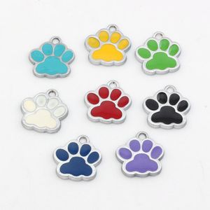 2021 NEW mixed Enamel zinc Alloy Paw Print Charms Pendants DIY Accessories 17x17.5mm 8 color