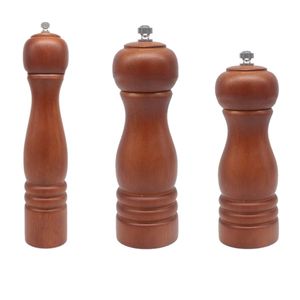 Wooden Adjustable Ceramic Grinder Set Various Sizes Sea Salt Black Pepper Mills 210712
