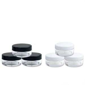 2021 2g 3g 5g Lip Balm Containers 2ml/3ml/5ml Clear Round Cosmetic Pot Jars with Black Clear White Lids Small Tiny Bottle