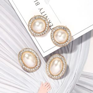 Coreano Oval Simulado Pearl Stud Brinco para Mulheres Simples Cristal Pérolas Geométricas Brincos Jóias Casamento Brincos