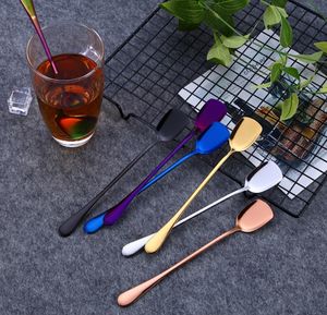 Cucchiai Eco Spoon con manico lungo Design a pala Acciaio inossidabile placcato PVD Tè dorato 7 colori disponibili