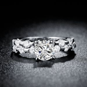 Kombination kubik zirkon diamant ring band finger silve guld engagemang bröllop ringar par kvinnor mode smycken vilja och sandig