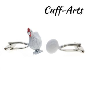 للرجال White Hen Cuff Links مجوهرات الأب شخصية أزرار أكمام مع هدية مربع بواسطة كوفارتس C20041