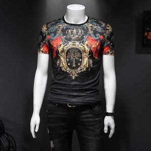 Luxury Retro Print T Shirt Uomo manica corta Streetwear T-Shirt casual Estate O-Collo Top Tees Abbigliamento uomo Soft Comfort 210527