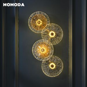 Vägglampa Luxury LED Lampor Nordic Glas Metal Round Plate Sconce Heminredning Kök Sovrum Vardagsrum Inomhus Lighting Luster