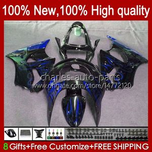 Kawasaki Ninja ZX-6R 600CC ZX-636 ZX600 1998 1999 BODY 16NO.101 ZX636 98-99 ZX636 98-99 ZX 636 600 CC 6 R 6R ZX6R 98 99 오토바이 페어링 키트 블루 불길