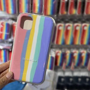 Caixa De Telefone Celular Embalagem Varejo venda por atacado-2021 Casos de telefone celular de silicone de arco íris para iphone x R Voltar capa com pacote de varejo