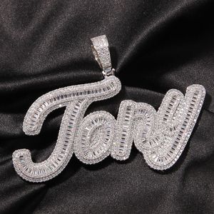 Nuova moda di alta qualità placcato oro Bling CZ diamante fai da te nome personalizzato lettere ciondolo collana con catena di corda da 24 pollici gratuita bel regalo di gioielli per uomo donna