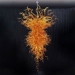 Modern Murano Lamp Chandeliers Bedroom Orange Color Hand Blown Glass Chandelier Lights Italian 40 By 60 Inches Wide and High Art Designed for Home Arts Decoration