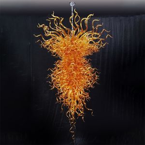 Modern Murano Lâmpada de lâmpada de lustre quarto laranja cor mão soprada candelabro luzes italiano 40 por 60 polegadas de largura e alta arte projetada para decoração de artes em casa