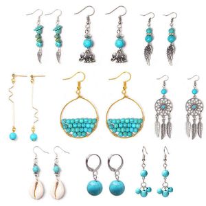 Bohemia Various Styles Earrings For Women Turquoises Alloy Wing Animal Charm Ethinc Earring Punk Gothic Dangle Handmade Jewelry G220312