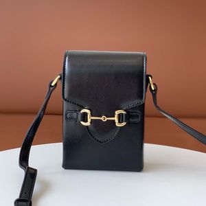 古典的な滑らかな実レザーバッグ携帯電話パッケージのミニ女性箱ハンドバッグ財布馬のビットバックルシングルショルダークロスボディバッグ