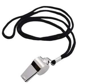 100PCS Stainless steel Noise Maker sports whistle , Metal Referee Whistles and Lanyard Football Soccer SN2994