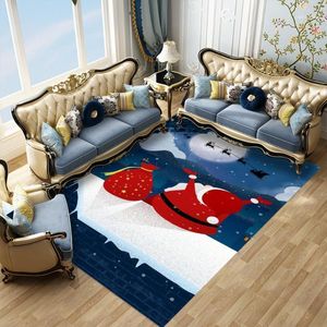 Carpets Santa Claus And Gift Printing Area Rug Non-Slip Absorbent Bathroom Carpet Polyester Fabric Rectangle Kitchen Hallway Doormats1