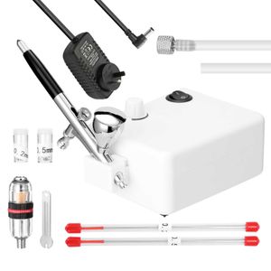 0.3mm Airbrush Non-oil Type 30PSI Air Compressor Set for Model Making Art Painting +0.5mm nozzle+G1/8 Fast-adapter+Wrench+Hose 210719