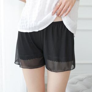 Shorts casual da donna estate corta femme sexy pizzo nero mesh a doppio strato elastico ragazze autunnali mutandine