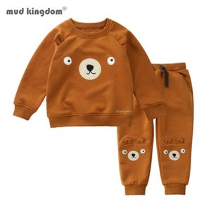 Mudkingdom outono inverno bebê aquecido roupas desenhos animados sawerershirt conjunto crianças terno 210615