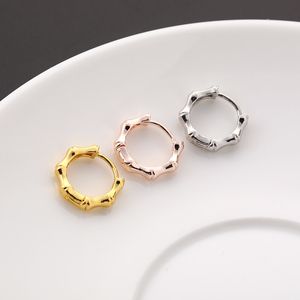 Punk Bamboo Design Small Hoop Earrings Gold Silver Color Korean Men Women Loops Earring for Male Female Earrings Party Jewelry 1827 Q2
