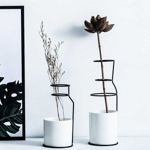 Nordische Dekoration Home Art Design Keramik Keramik Vase Skandinavischer minimalistischer Stil Wohndekoration Zubehör Modern 210623