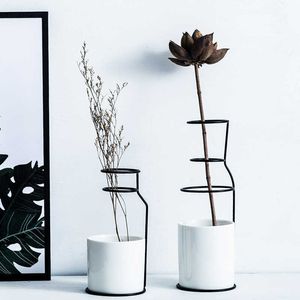 Decoração Nórdica Casa Arte Design Cerâmica Vaso Vaso Escandinava Estilo Minimalista Casa Decoração Acessórios Modern 210623