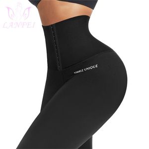 LANFEI Mulheres Alta Cintura Trainer Leggings Body Shaper Shaper Pants Pants Ganchos Push Up Workout Esporte Running Calças 211218