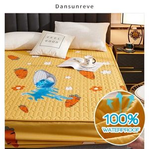 Dansunreve Waterproof Mattress Protector Carrot Whale Printed Elastic Breathable Fitted Sheet Topper Protection Pad Covers 211110