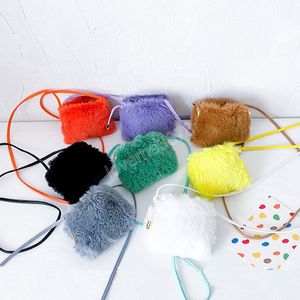 Winter Faux Fur Purse and Handbag For Girl Shoulder Bag Lolita Solid Children Wallet Kid Baby Mini Messenger Bag Gift