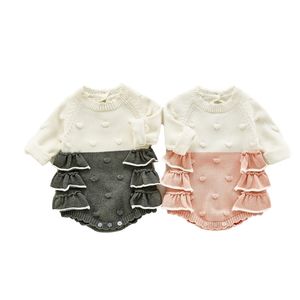 Baby girl Bodysuits Princess Long Sleeve Crawling Clothes Sweet Lace Knitted 210515