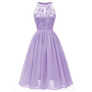 Koronkowa Szyfonowa Krótkie Suknie Graduacyjne Halter 2021 Linia Formalna Różowa Burgundia Srebrna Purpurowa Blue Party Prom Dress