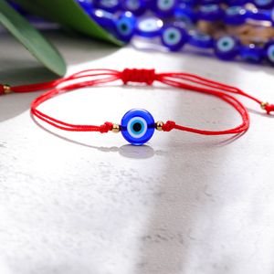 Türkische böse blaue Augen-Armbänder für Frauen, handgefertigtes geflochtenes Seil, Glücksschmuck, rotes Armband weiblich